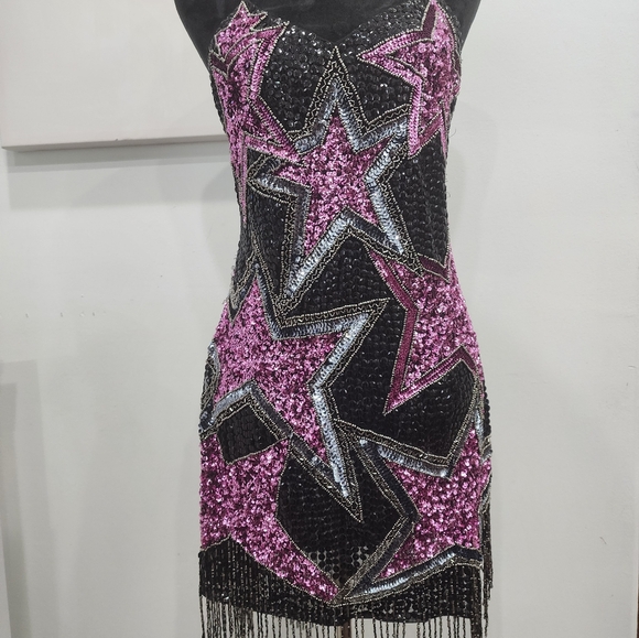 [ NASTY GAL] brand new with tags  Women's size 6- TASSEL  BEADED STAR MINI DRESS - Picture 15 of 16